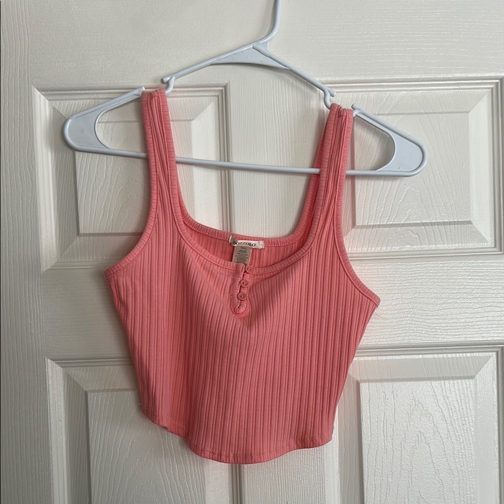 Bozzolo Orange Ribbed Crop Tank Top